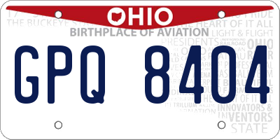 OH license plate GPQ8404