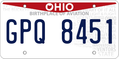 OH license plate GPQ8451