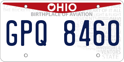 OH license plate GPQ8460