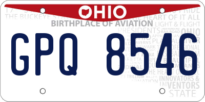 OH license plate GPQ8546