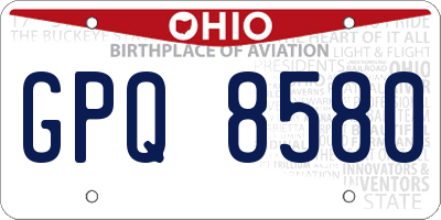 OH license plate GPQ8580