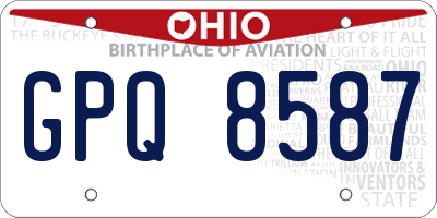 OH license plate GPQ8587