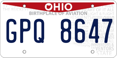 OH license plate GPQ8647
