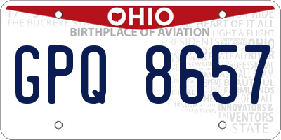 OH license plate GPQ8657