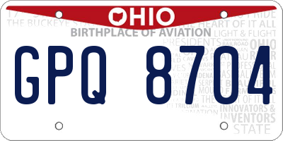 OH license plate GPQ8704