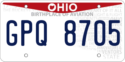OH license plate GPQ8705