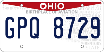 OH license plate GPQ8729