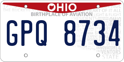 OH license plate GPQ8734
