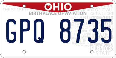OH license plate GPQ8735