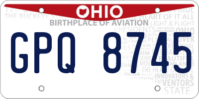OH license plate GPQ8745
