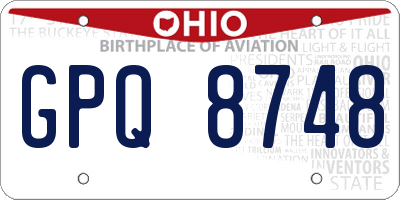 OH license plate GPQ8748