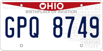 OH license plate GPQ8749
