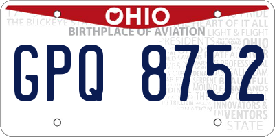OH license plate GPQ8752