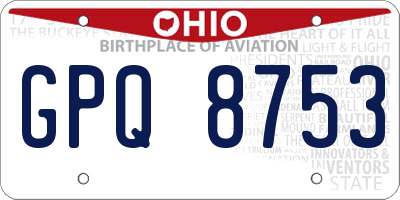 OH license plate GPQ8753
