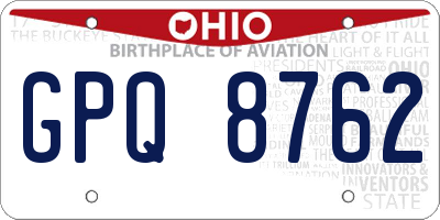 OH license plate GPQ8762