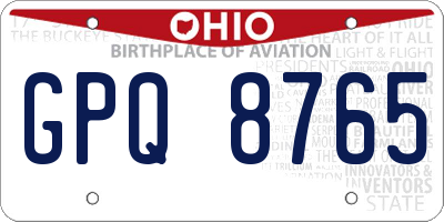 OH license plate GPQ8765
