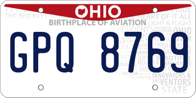 OH license plate GPQ8769