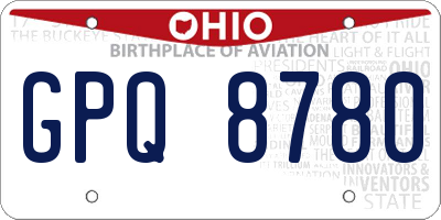 OH license plate GPQ8780