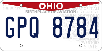 OH license plate GPQ8784