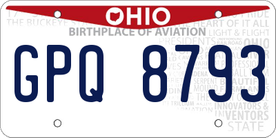 OH license plate GPQ8793