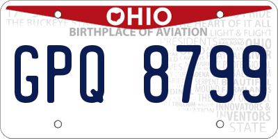 OH license plate GPQ8799