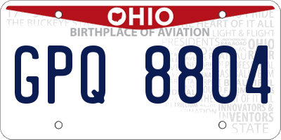 OH license plate GPQ8804