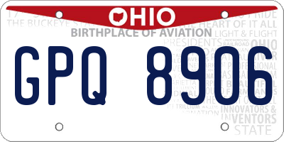 OH license plate GPQ8906