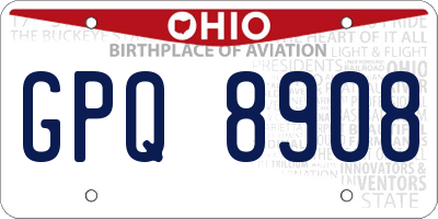 OH license plate GPQ8908