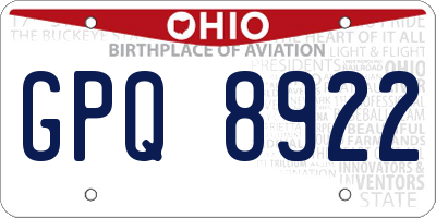 OH license plate GPQ8922