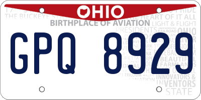 OH license plate GPQ8929