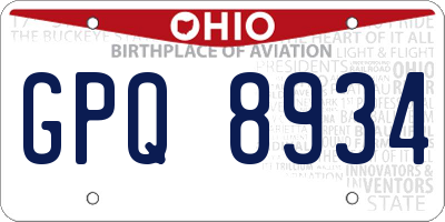 OH license plate GPQ8934