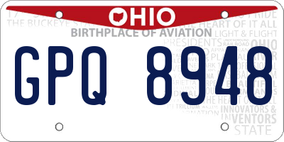 OH license plate GPQ8948