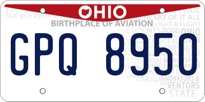 OH license plate GPQ8950