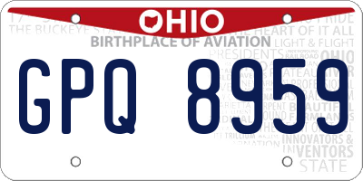 OH license plate GPQ8959