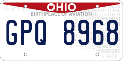 OH license plate GPQ8968