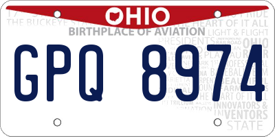 OH license plate GPQ8974