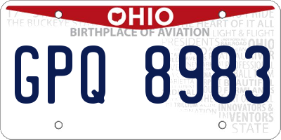 OH license plate GPQ8983