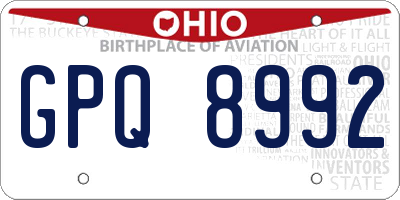 OH license plate GPQ8992