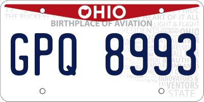 OH license plate GPQ8993