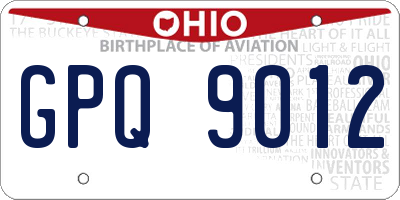 OH license plate GPQ9012