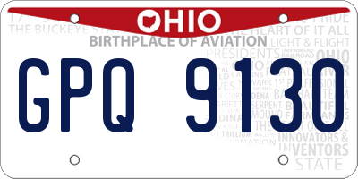 OH license plate GPQ9130