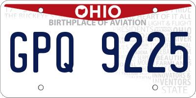 OH license plate GPQ9225