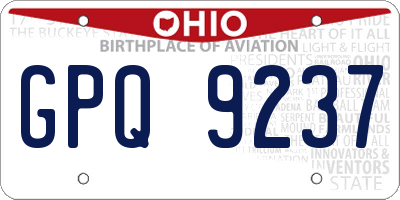 OH license plate GPQ9237