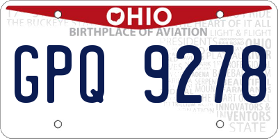 OH license plate GPQ9278