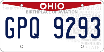 OH license plate GPQ9293