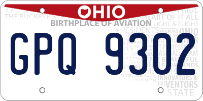 OH license plate GPQ9302