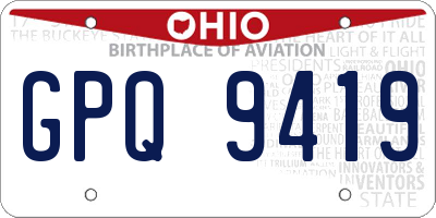 OH license plate GPQ9419