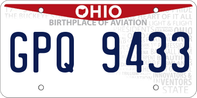 OH license plate GPQ9433