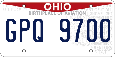 OH license plate GPQ9700