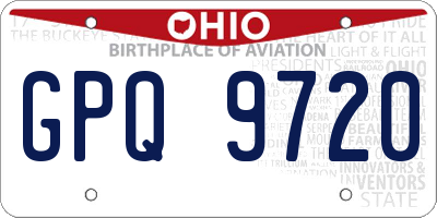 OH license plate GPQ9720